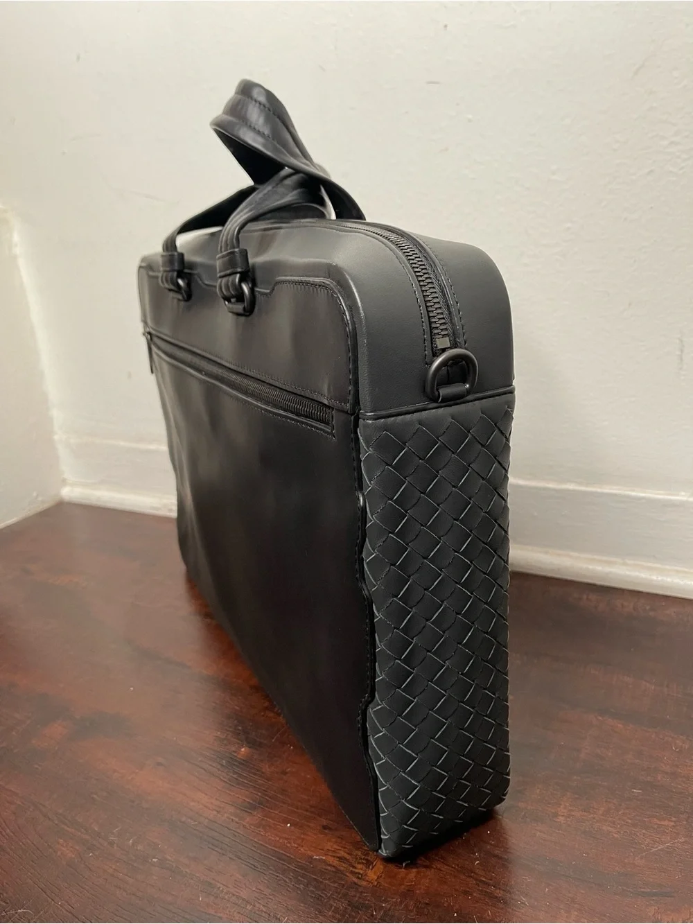 BOTTEGA VENETA BLACK LEATHER INTRECCIATO BRIEFCASE LAPTOP BAG $4200 RETAIL